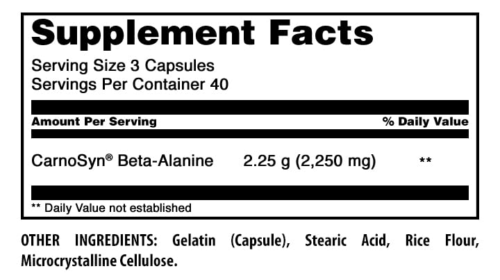 Image of Amazing Formulas Beta Alanine Supplement | 2250 Mg Per Serving | 120 Capsules | Non-GMO | Gluten-Free | Made in USA