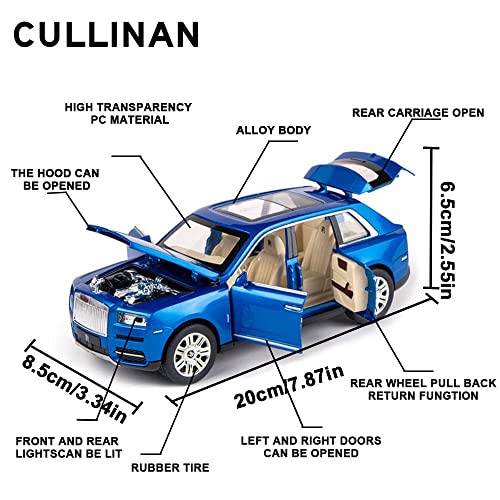 Image of 1 /24 Rolls Royce CULLINAN Model Car with Box, Zinc Alloy Pull Back Toy car with Sound and Light for Kids Boy Girl Gift?Colors as Per Stock? (Rolls Royce CULLINAN 1:24)