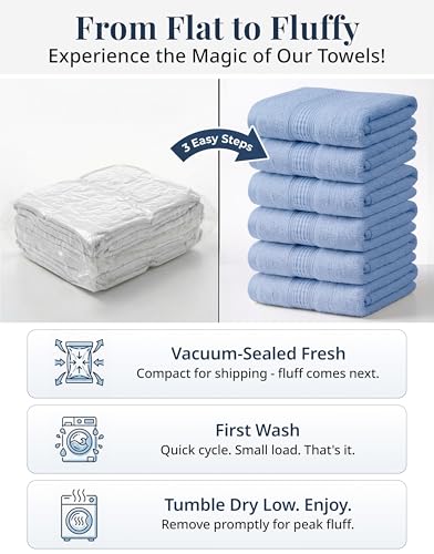 Image of LANE LINEN Blue Wash Cloths - 100% Cotton 6 Pack Set - 13 inchx13 inch Soft Surface, Reinforced Edges & Quick Drying - Highly Absorbent & Fade Resistant - Ideal for Salon, Spa & Hotel - Cerulean Blue
