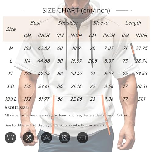 RTTUIOP Short Sleeve Hoodies for Men Quarter Zip T-Shirts Gym Workout Athletic Hooded Work Big and Tall Shirts with Pocket3