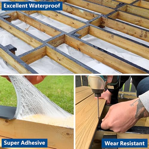 Butizone-Joist-Tape-for-Decking-2-x-50-Butyl-Joist-Tape-Black-Waterproof-Anti-Corrosion-Self-Adhesive-Deck-Joist-Flashing-Tape-for-Deck-Joists-Beams-Protection-4-Rolls