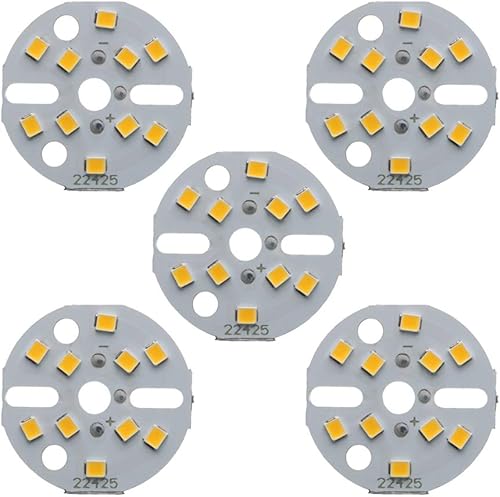 Fielect 5 unids 5W LED Chip Bombilla Super Brillante Alta Potencia o Reflector, 5730 300mA para reemplazo LED Downlights, Luces de la pista