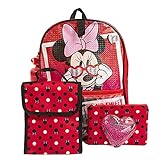 5 Pc. Minnie Mouse Backpack and Lunch Bag Set for Girls, 16 inch