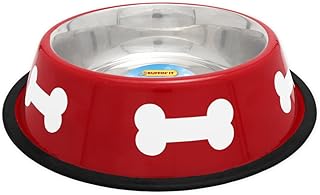 westminster pet products 19232 32 OZ, Stainless Steel Fashion Bowl, 32oz, Red/White