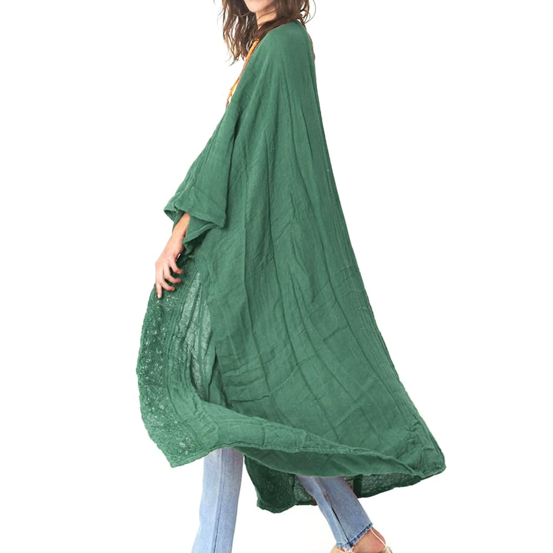 Copricostume Donna Mare Lungo Kimono Spiaggia Respirante Cardigan Estivo Elegante Caftano Bikini Copri
