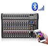 Digital Audio Mixer 12 Channel Bluetooth Mono/Stereo Sound Mixing Board Audio USB Mixing Console Ultra Low Noise Audio Console Mixer with Three-band EQ Regulation and Analog Effect