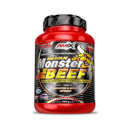 AMIX - Monster Beef Protein - 1 Kg - Suplemento Alimenticio - Mejora del Rendimiento - Proteína de Suero - Glutamina en Polvo - Nutrición - Proteína de Ternera - Sabor Lima/Vainilla
