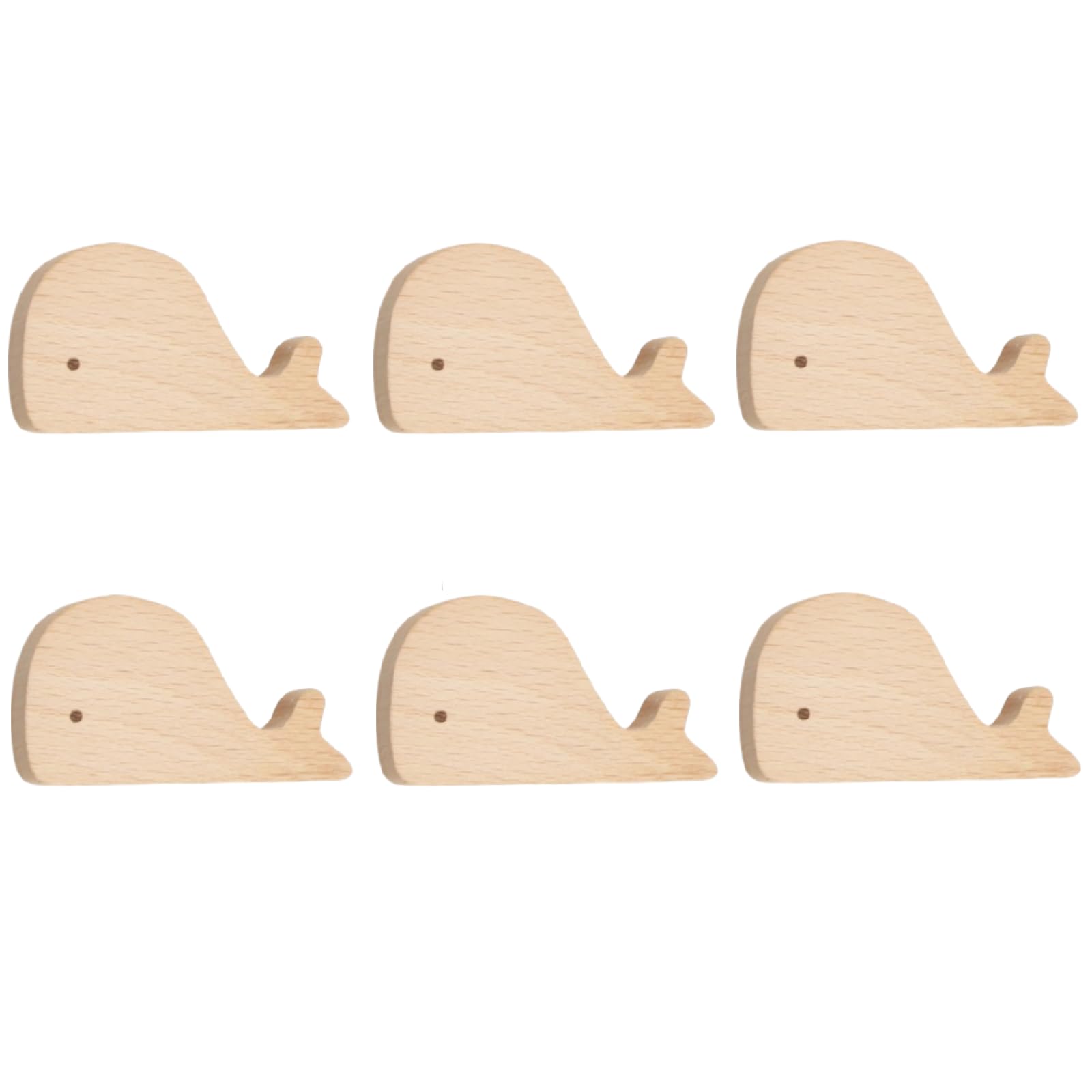 SANCHAKOU Cabinet Pulls Handles 6Pcs Children'S Wooden Handle Cabinet Door Drawer Wooden Handle Furniture Punch Free Paste Single Hole Jellyfish Whale Handle Whale