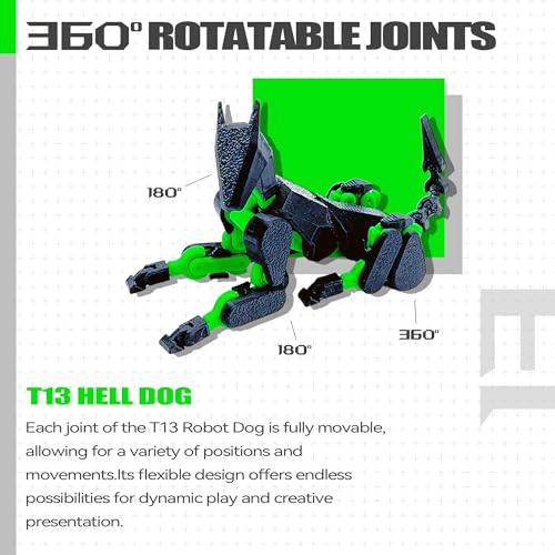 ROBTDUUMY T13 3D Action Figure Set (Assembly Completed),Dummy Robot Titan 13 Action Figures,3D Printed Toys Multi-Jointed Movable (Black/Green)