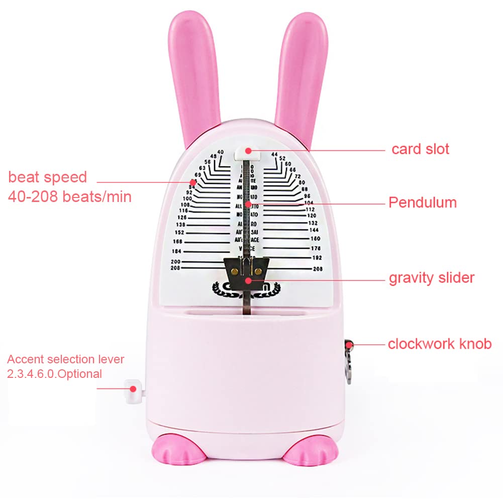 Métronome mécanique, métronome de haute précision de dessin animé, adapté à divers instruments de musique, clic audible et sonnerie, cadeaux pour enfants (Lapin)