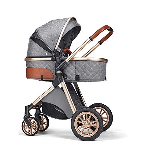 B.Childhood Baby Strollers Set Foldable Luxury Newborn Infant Travel System High Landscape, Grey