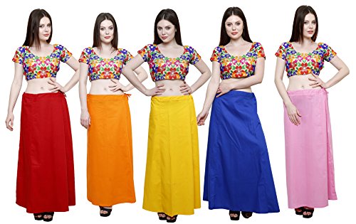 Image of Pistaa's combo of Women's Cotton Best Plain Solid Indian Readymade Inskirt Saree petticoats