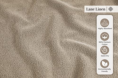 Lane Linen Luxury Bath Towels Set - 12 Piece Set, 100% Cottonbathroom Towels, Zero Twist, Shower Towels, Extra Absorbent Bath Towel, Super Soft, 4 Bath Towels, 4 Hand Towels, 4 Wash Cloths - Taupe #TOP4