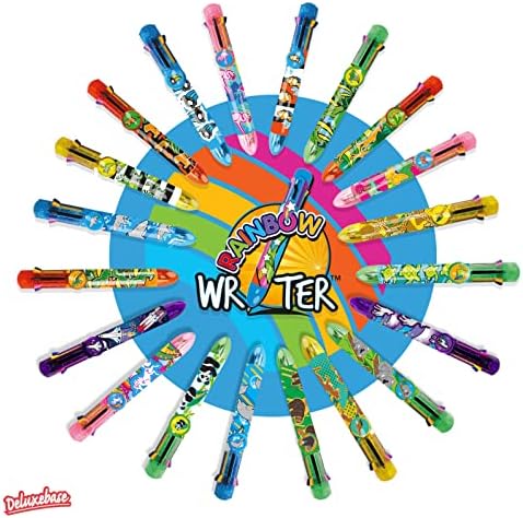 Deluxebase Rainbow Writer - Giraffe, Multicolour Pen from 8 in 1 retractable ballpoint pen, great novelty pens for kids and ideal office or school supplies