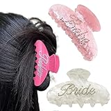 MISASHA Custom Name Hair Claw Clip for Woman Girl, Custom Name Banana Clips, Personalized Rhinestone Letter Claws Hair Clamps for Thin Thick Hair, Valentines Day Gifts for Women 4'' (Shell Pink)