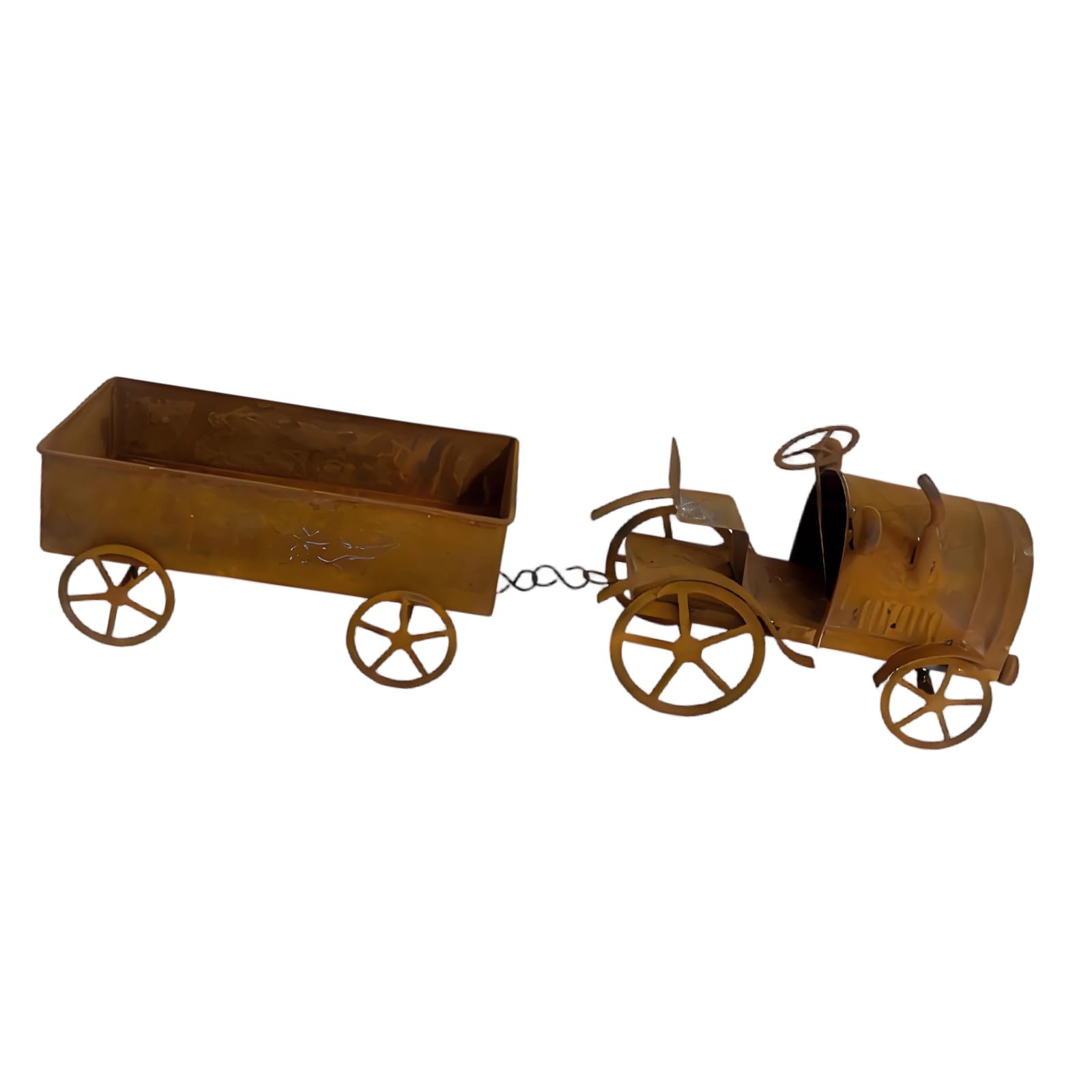 Kaeltsyn Weather Resistant Iron Tractor Shaped Flower Container Perfect for Outdoor and Indoor Planting Enhances Any Outdoor Setting in Gardens Artistic Metal Tractor Planter