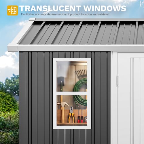 Image of DWVO 7x5ft Outdoor Storage Shed with Window & 3 Lockable Doors