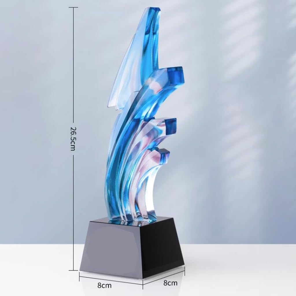 Trofei, medaglie e premi Bellissimo Trofeo in Vetro Blu Il Talent Show Mostra Il Trofeo del Primo Posto Trofeo del Torneo Complimenti Ornamenti Regalo