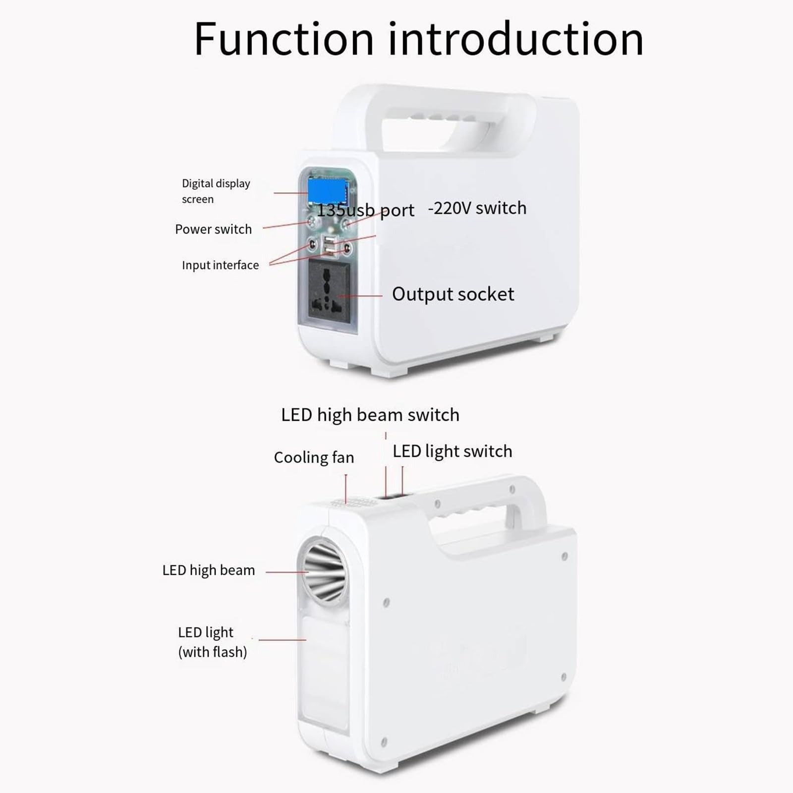 Alimentation de Secours Portable 300 W pour Camping, marché Nocturne, Voiture Autonome, Voyage, 220 V