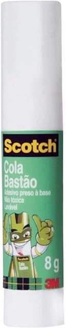 3M, Scotch, Cola em Bastão, Não Tóxica- 8 tubos de 8g, Branca