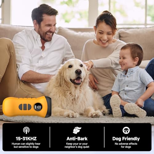 Antibell für Hunde Ultraschall Ferntrainer,40-50 Fuß Antibell Ultraschall Gerät,LED Taschenlampe Modus,Geeignet für kleine, mittelgroße und große Hunde