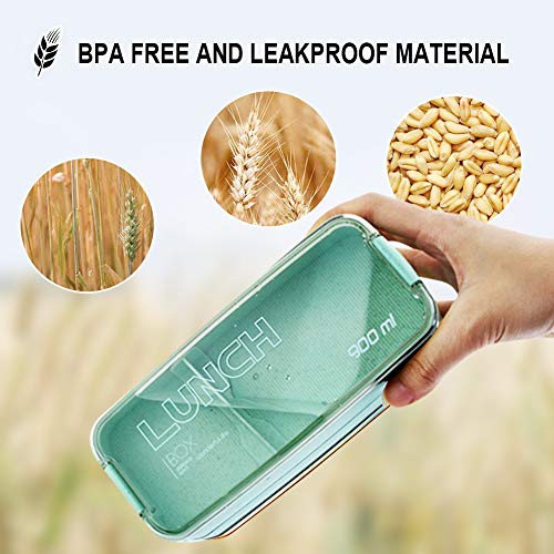 Bento Box Lunch Box, Iteryn 3-In-1 Compartment Containers - Wheat Straw, Leakproof Eco-Friendly Stackable Bento Lunch Box Meal Prep #TOP3