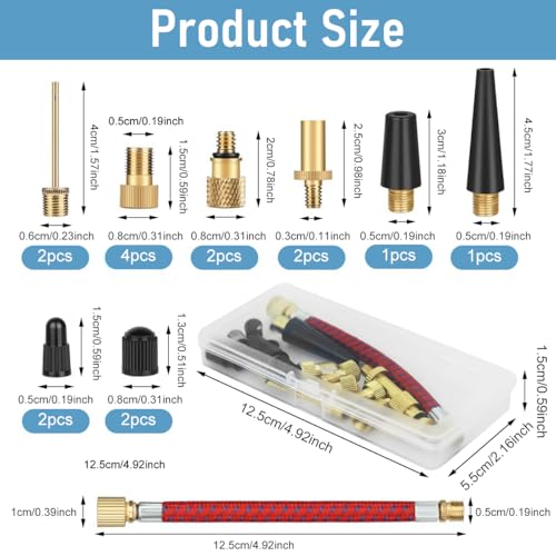 Image of STHIRA 21 Pcs Bicycle Valve Adapter Kit with Storage Box Universal Tyre Valve Adaptors for All Types of Bikes, e-Bikes, and e-Scooters, Car, Sports Ball Needle & Air Pump Accessories for Bikes
