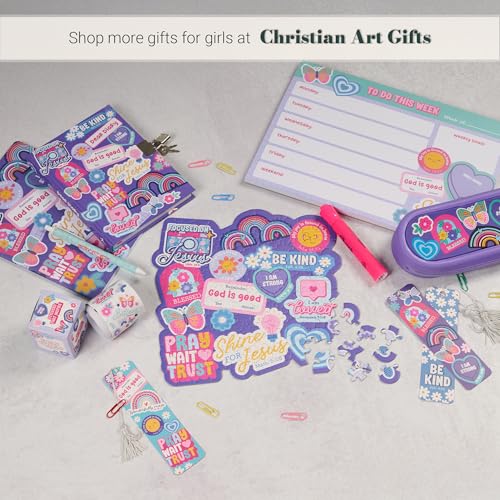 Image of Christian Art Gifts Multicolor Inspirational Scripture Faith-based Sticker Roll for Girls: Over 200 Self-Adhesive Stickers, Encouraging Quotes & Verses, Cute Shape & Size Variety, Easy-Peel for Crafts