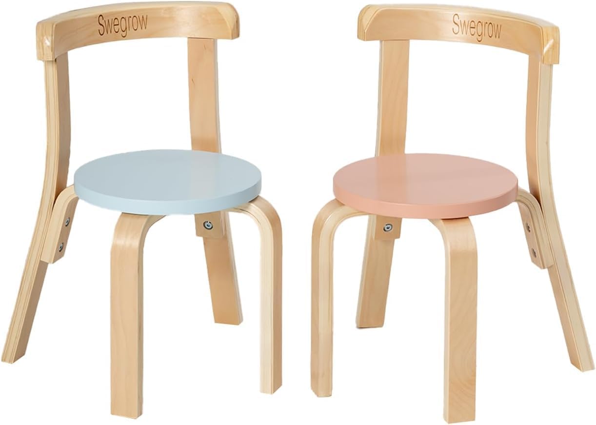 Wooden Kids Chair, Toddler Chair for Table, Kids Stackable Chairs, Kid Wooden Furniture for Family/Playroom/Classroom（Set of 2-Color）