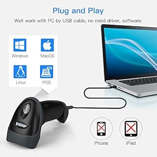 Eyoyo lettore di codici a barre 2D, Handheld Wired QR Barcode Scanner QR PDF417 Data Matrix Barcode Reader with USB Cable for PC Mac per Mobile Payment, Convenience Store