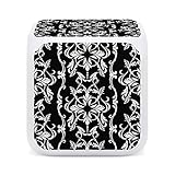 Donnapink Sveglia digitale a forma di cubo, con 7 colori a LED, luce notturna a forma di cubo, colore argento, bianco e argento, con pergamene dorate, per camera da letto, casa, ufficio
