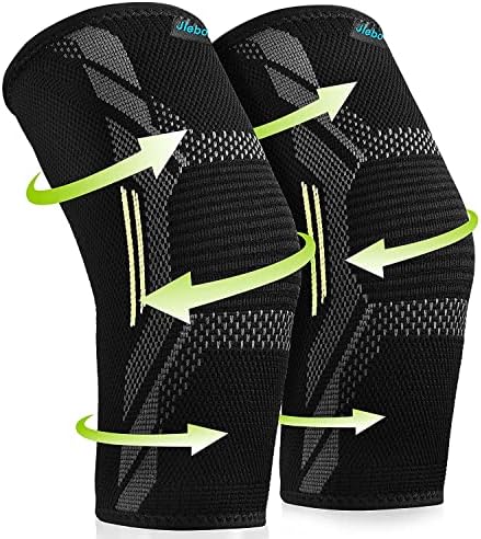 2 Pack Knee Braces Sleeves for Knee Pain Knee Support Women Men - JLebow Compression Knee Brace for Working Out, Running, Gym, Fitness, Weightlifting 丨 High Stretch Knee Pads for Meniscus Tear, ACL, Arthritis, Joint Pain
