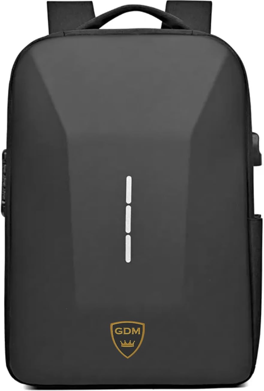 GDM Motorcycle Hard Shell Backpack, Water Resistant Gear Bag, Black