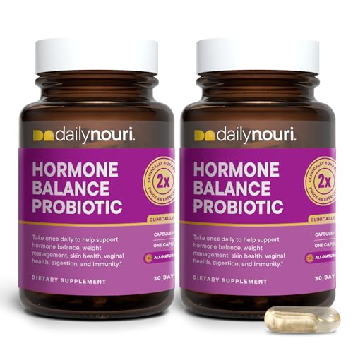 Daily Nouri Hormone Balance Probiotics for Women - Hormone Balance for Women - PMS, Hormonal Acne, & Bloating Support - 7 Clinically Studied Strains + Omega - 60-Day Supply