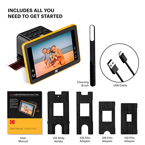 KODAK Slide N Scan Max Digital Film Scanner - Black/Yellow - Tiltable 7-Inch LCD with Gallery Mode & Photo Scanner Preview - Quick-Feed Tray for Slide Digitizer by KODAK - Image 6