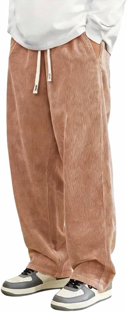 Casual Pants Loose Fit Baggy Straight Sweatpants Elastic Waist Drawstring Outdoor Streetwear