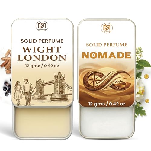 Image of Dr.Mashur Solid Perfume |wight london&Nomade Alcohol Free Wax Perfume Balm, Long Lasting | Pocket Tin 12g, Pack Of 2| Non Greasy Smooth Glide, Travel Friendly Unisex Gifts He Or Her