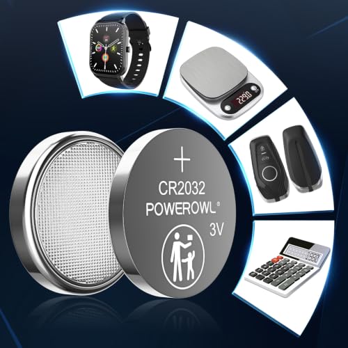 POWEROWL CR2032 Pilas de Botón de Litio 3V, Paquete de 12, Pilas 2032 de Larga Duración para Llaves de Coche, Mandos a Dispositivos Electrónicos, Embalaje de Seguridad para Niños-Morado - Image 3