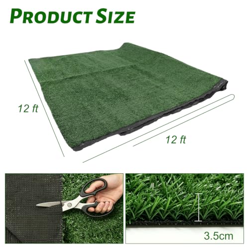 12FT x 12FT Artificial Grass Turf, 1.38" Pile Height Fake Grass Carpet by HEVIKE - Used condition - Image 2
