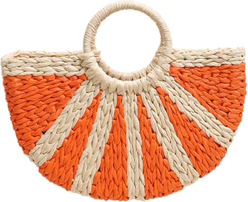 Bolso de ratán trenzado para mujer con asa superior miniatura 1