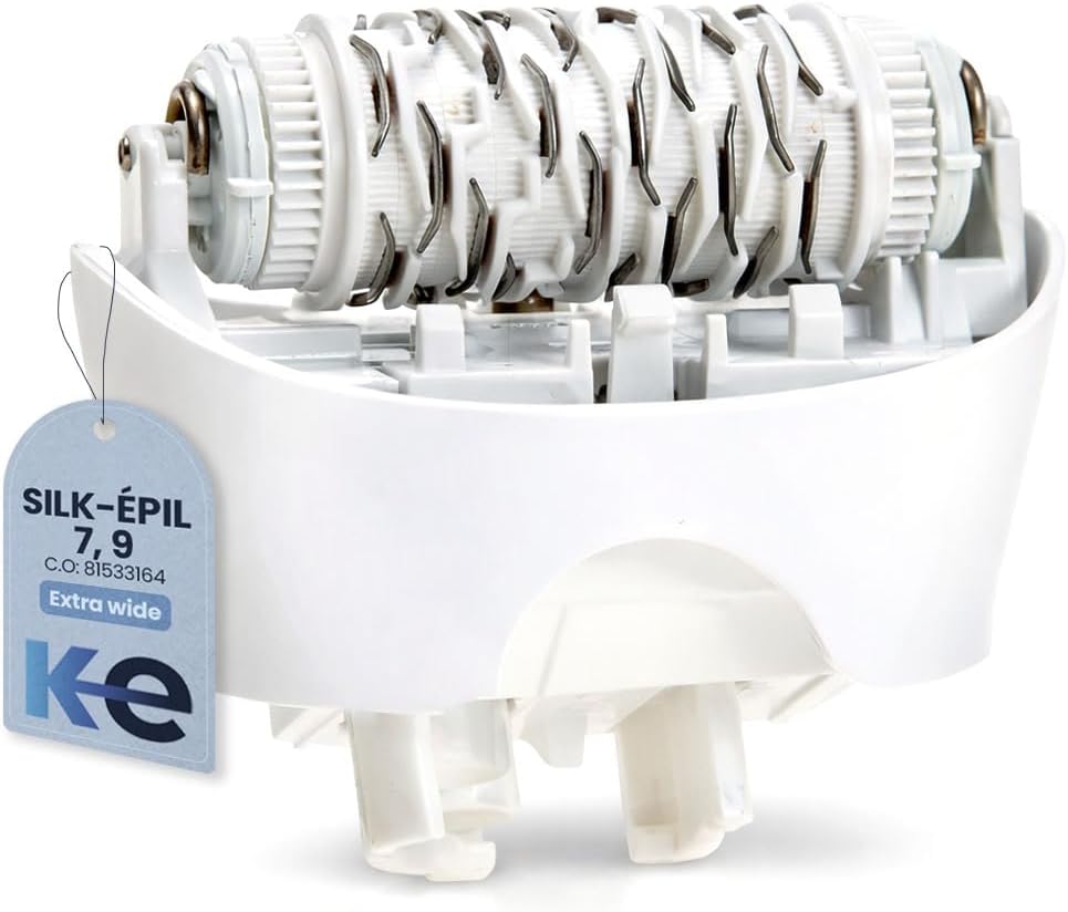 Replacement Hair Removal Head 81533164 Compatible with Braun Silkepil 7, Silkepil 9, Xpressive and SensoSmart, Extra Wide Head, White