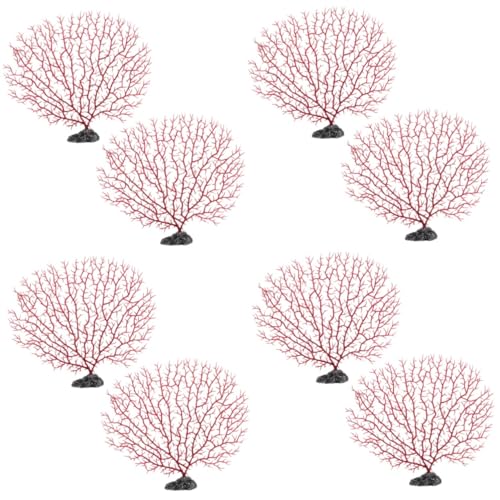 BESPORTBLE 8pcs Realistic Fish Tank Decor Artificial Aquarium Plants Corals Tank Plants Decor Easy to Use No Fertilizer Needed Plastic Grass Base Safe