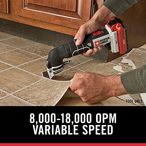 PORTER-CABLE 20V MAX* Oscillating Tool with 11-Piece Accessories, Tool Only (PCC710B) - Thumbnail 4