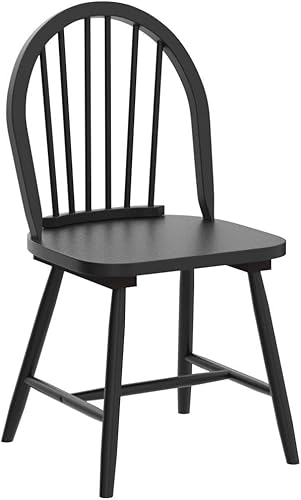 Miniatura 5 de KOTEK Juego de 4 sillas de comedor de madera, sillas Windsor con respaldo de husillo, patas de madera maciza, asiento ancho, sillas laterales sin