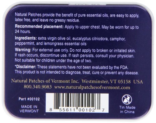 Natural Patches Of Vermont Eucalyptus Cough & Cold Comfort Essential Oil Body Patches, 10-Count Tins - Thumbnail 2