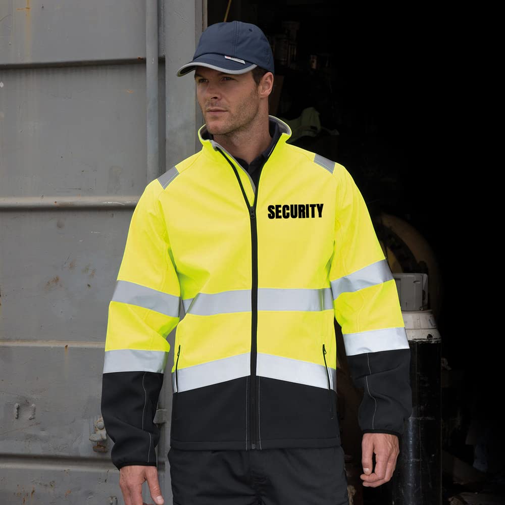 SECURITY Sicherheitsjacke GELB aus Softshell - Gelb Warnjacke nach EN ISO 20471 zertifiziert - Unisex und hochwertigem Reflektorstreifen