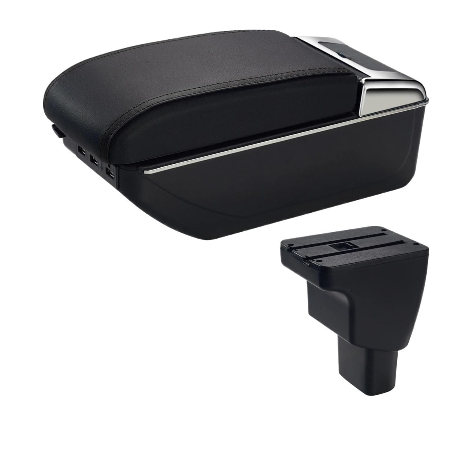 Ggwqoops Car Armrests For Hyundai I10 Car Armrest Box Interior Parts Details Retrofit Storage Accessories USB Armrest Box(C2 Black Line USB)