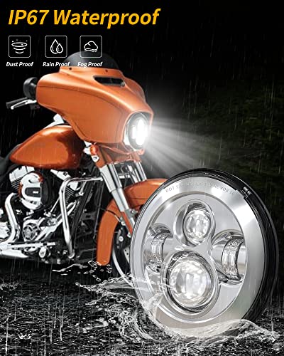Image of XPCTD 7 Inch LED Headlight Kit For Street Glide Road King Electra Glide Ultra Classic Fat Boy Tri Cvo Heritage Softail Slim Delux Ultra Limited Chrome