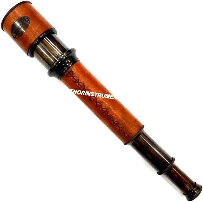 Antique Bronze Telescope Covered Red Leather Vintage Nautical Gift Spyglass 15" Rustic Vintage Home Decor Gifts
