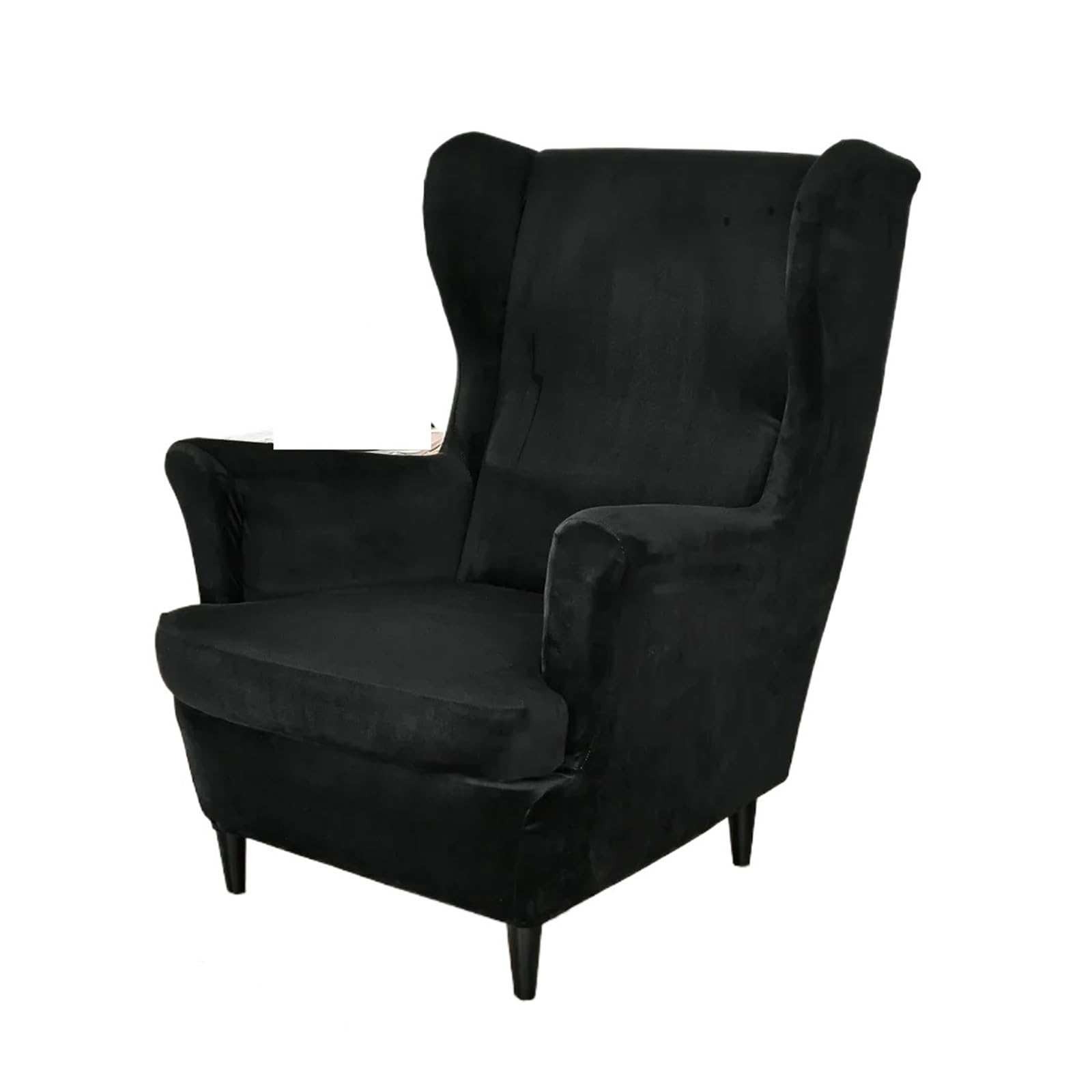 GCYEIDMA Wing Chair Slipcover Wing Chair Covers Stretch Wingback Armchair Cover with Seat Cushion Elastic Solid Color Sofa Slipcovers(WHITE)
